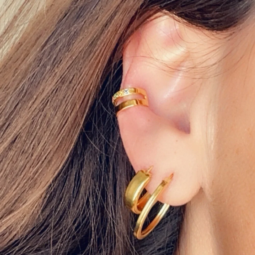 14K Gold Vermeil Multicolor Rainbow Ear Cuff Earring